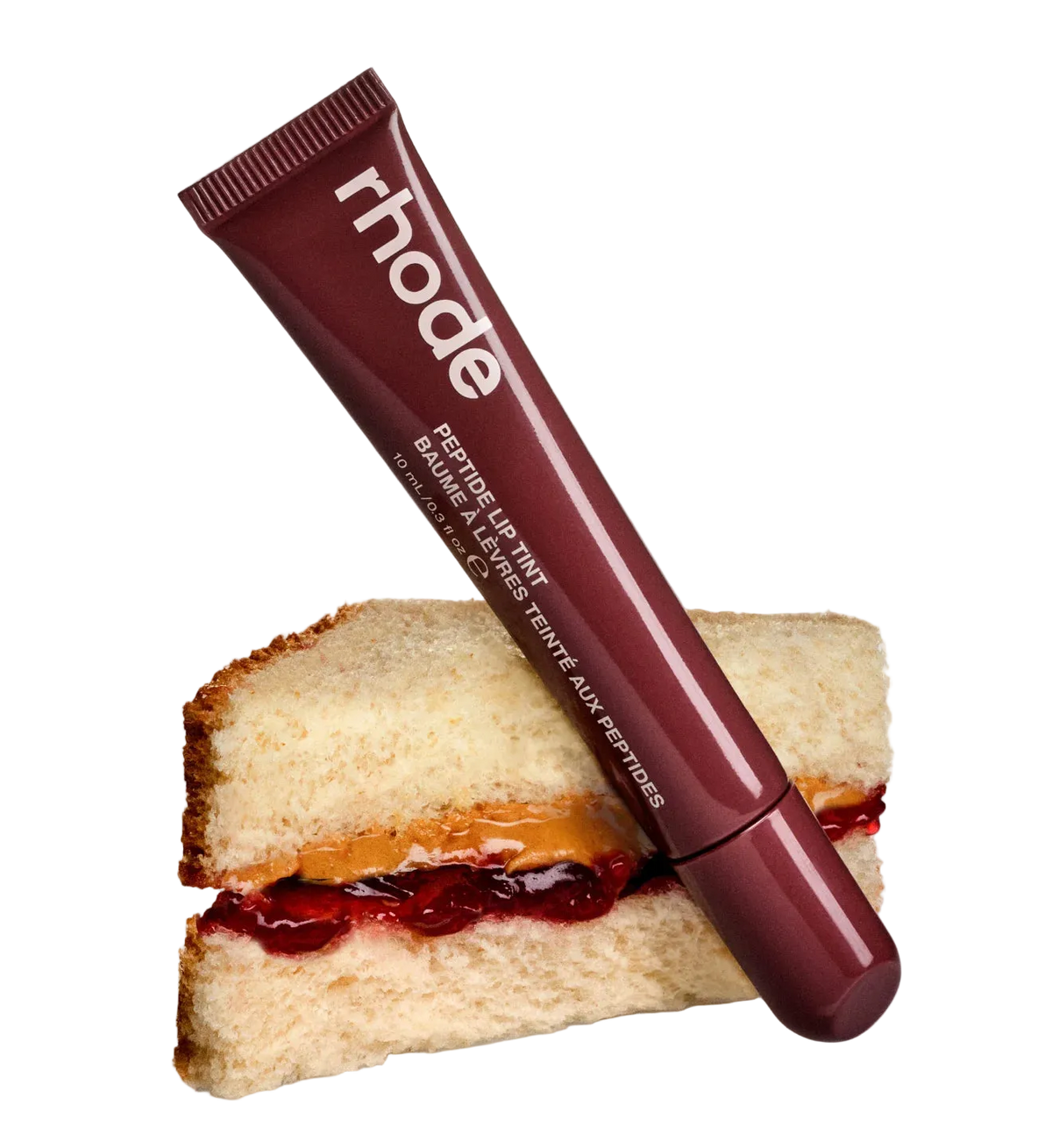 Rhode Peptide Lip Tint Nourishing Glaze in PBJ, tube shown upright